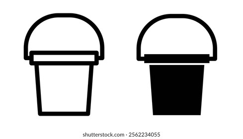 Bucket Icons pack in outlined and flat versions