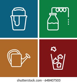 Bucket icons set. set of 4 bucket outline icons such as canister, trash bin, paint bucket