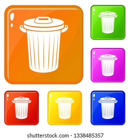 Bucket icons set collection vector 6 color isolated on white background