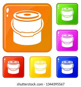 Bucket icons set collection vector 6 color isolated on white background