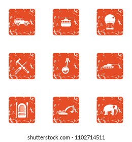 Bucket icons set. Grunge set of 9 bucket vector icons for web isolated on white background