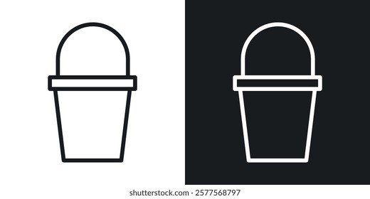 Bucket icons in thin black and white stroke liner style