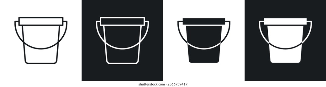Bucket icons in Thin line black color. flat simple vector symbols illustration.