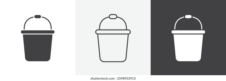 Bucket icons in Thin line black color. flat simple vector symbols illustration.