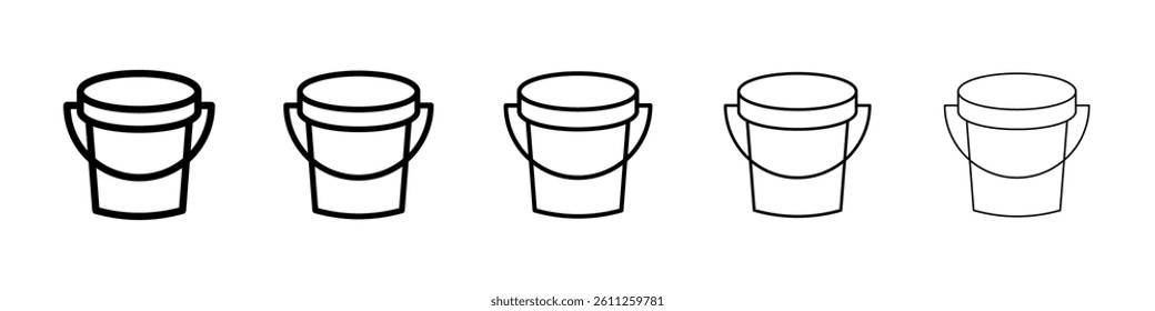 Bucket icons vector set in different stroke line style
