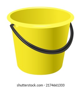 Ilustración de cubo al estilo de la caricatura. Pail de plástico para agua y arena. Conjunto vectorial de herramientas domésticas en blanco aislado. Se puede usar para publicidad