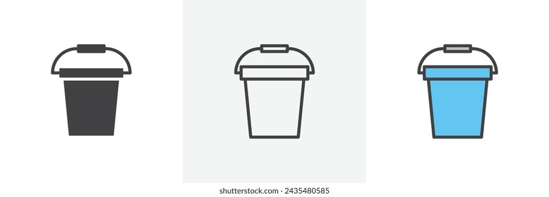 Bucket Isolated Line Icon Style Design. Simple Vector Illustration