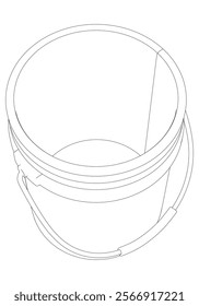 Bucket Line Drawing Vector on White Background. Simple Yet Detailed Illustration for Industrial Use, Construction, and Graphic Design
