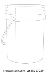 Bucket Line Drawing Vector on White Background. Simple Yet Detailed Illustration for Industrial Use, Construction, and Graphic Design