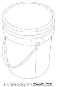 Bucket Line Drawing Vector on White Background. Simple Yet Detailed Illustration for Industrial Use, Construction, and Graphic Design