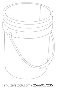 Bucket Line Drawing Vector on White Background. Simple Yet Detailed Illustration for Industrial Use, Construction, and Graphic Design