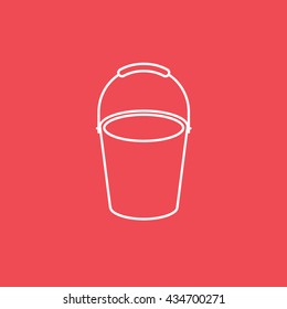 Bucket Line Icon On Red Background