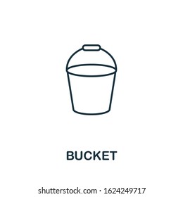 Bucket line icon. Thin style element from construction tools icons collection. Outline Bucket icon for computer and mobile. Symbol, logo vector graphics.