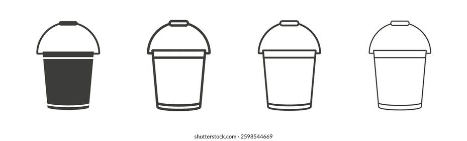 Bucket line icon vector illustration set.