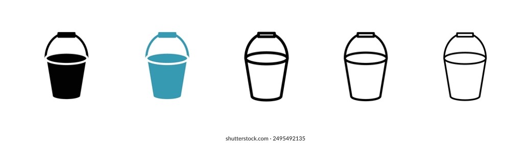 Bucket line icon vector set.