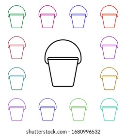 Bucket line multi color style icon. Simple thin line, outline vector of camping icons for ui and ux, website or mobile application