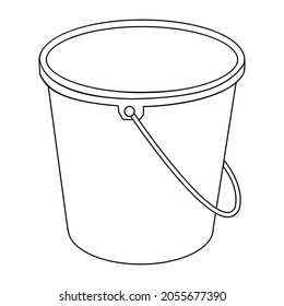 bucket line vector illustration,isolated on white background,top view