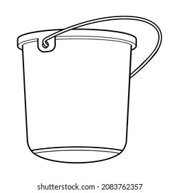 bucket line vector illustration,isolated on white background,top view