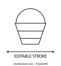 Bucket linear icon. Thin line illustration. Fishing catch. Contour symbol. Vector isolated outline drawing. Editable stroke