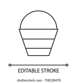 Bucket linear icon. Thin line illustration. Fishing catch. Contour symbol. Vector isolated outline drawing. Editable stroke