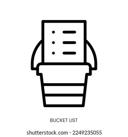 bucket list icon. Line Art Style Design Isolated On White Background