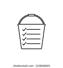 Bucket List Icon. Vector Illustration On White Background. Lines And Check Mark Set. 