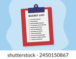 Bucket list life plans checklist. Example vector bucketlist with travel ideas.