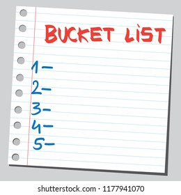 Bucket list on note pad