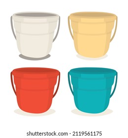 Bucket. Little buckets drawing in cartoon style. Bucket illustrations. Part of set.