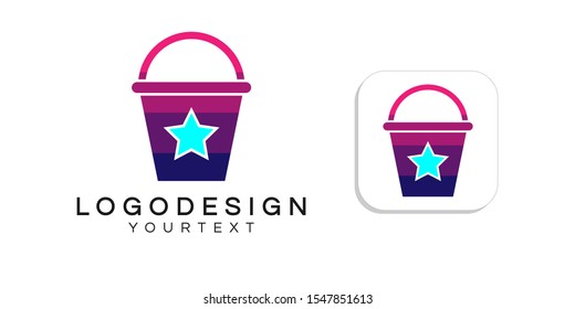 bucket logo design. icon app smartphone color full