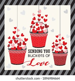 Bucket of love illustration for valentine card
