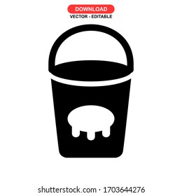 bucket milk icon or logo isolated sign symbol vector illustration - high quality black style vector icons
