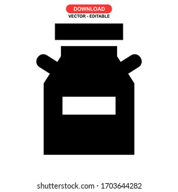 bucket milk icon or logo isolated sign symbol vector illustration - high quality black style vector icons
