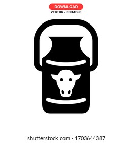 bucket milk icon or logo isolated sign symbol vector illustration - high quality black style vector icons
