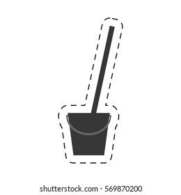 bucket mop cleaning cutting line vector illustration eps 10