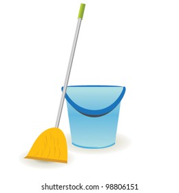 bucket and mop for cleaning vector illustration