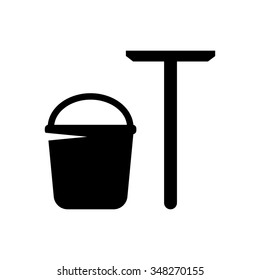 Bucket and mop icon