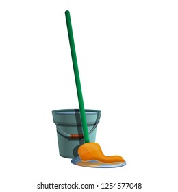 Bucket mop icon. Cartoon of bucket mop vector icon for web design isolated on white background