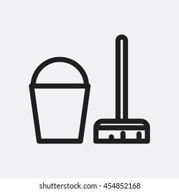 Bucket and mop icon illustration isolated vector sign symbol