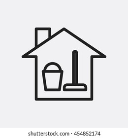 Bucket and mop icon illustration isolated vector sign symbol