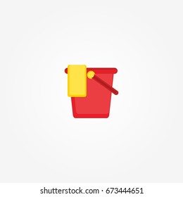 Bucket with mop.  Laundry Service Template Design Vector Illustration