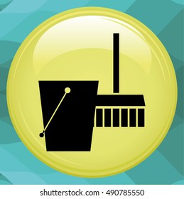 Bucket and mop vector