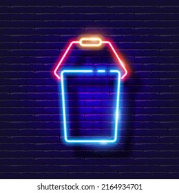 Bucket neon icon. Gardening and agriculture concept. Vector sign for design, website, signboard, banner, advertisement.