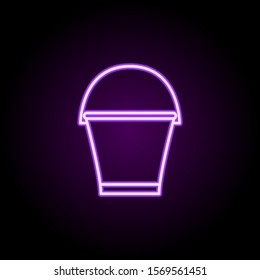 Bucket neon icon. Simple thin line, outline vector of cleaning icons for ui and ux, website or mobile application