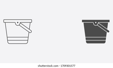 Bucket outline and filled vector icon sign symbol