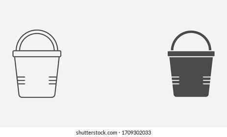 Bucket outline and filled vector icon sign symbol