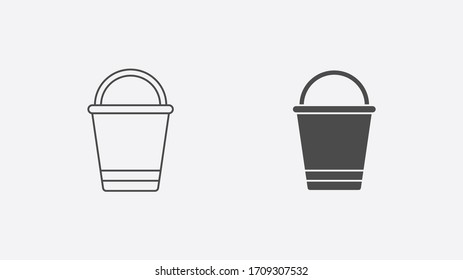 Bucket outline and filled vector icon sign symbol