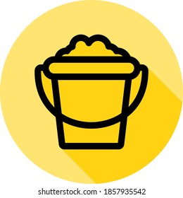 bucket outline icon in long shadow style