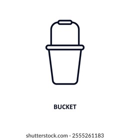 bucket outline icon.  Thin line icon from construction tools collection. Editable vector isolated on white background