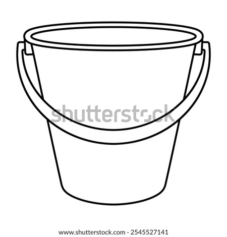 Bucket Outline Vector Illustration. This is a clean, black-and-white line drawing of a bucket with a handle. The bucket has a simple cylindrical shape.
